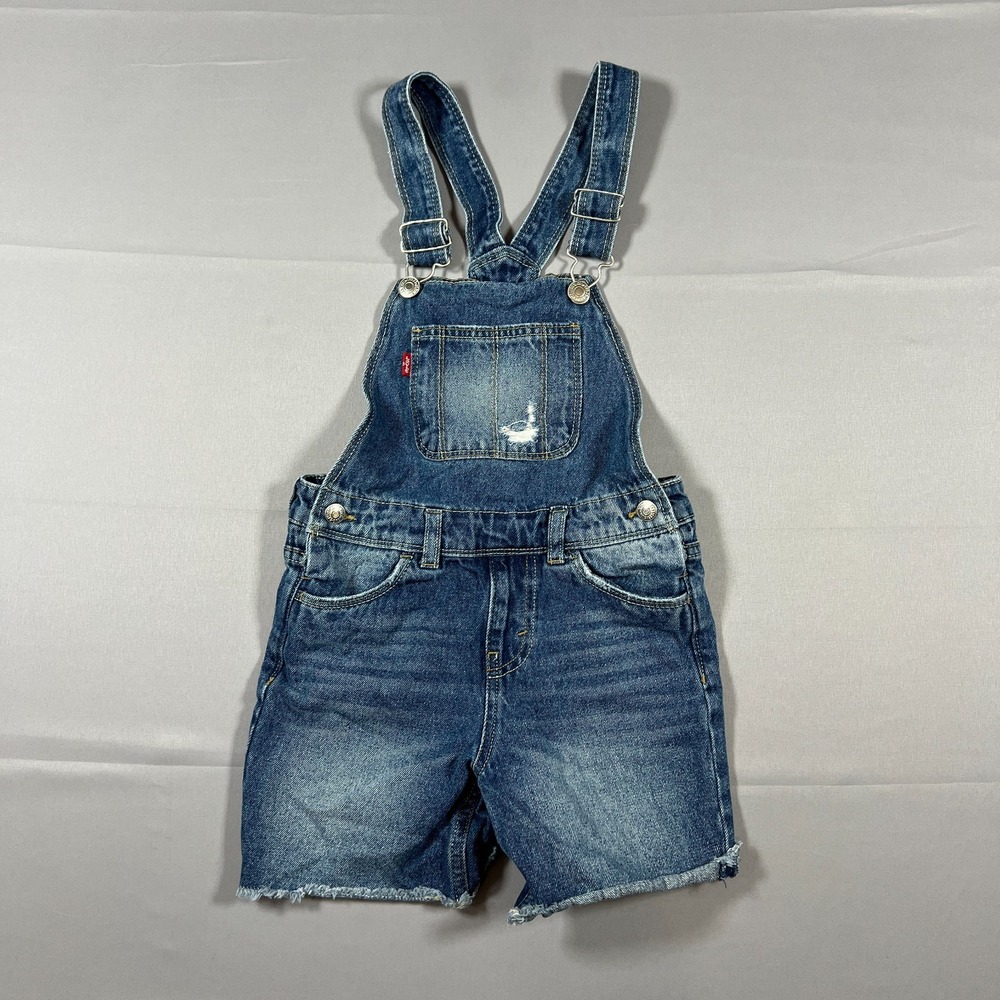 Levi's Denim Shortalls Girls 6 Blue Cotton Non Stretch Adjustable Straps Classic